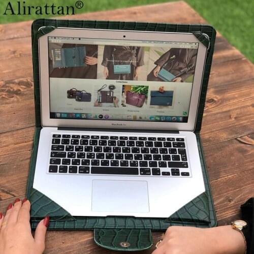 Crocodile pattern PU leather Folder Laptop Case 2021 New Fashion Brand Macbook Air Pro 13.3 Inch Computer Cover Private Custom