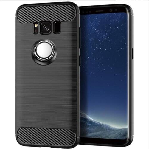 For Samsung Galaxy S8 Plus Case Luxury Brushed Carbon Fiber Phone Case For Samsung S8 Plus Magnetic Ring Holder Cover Case