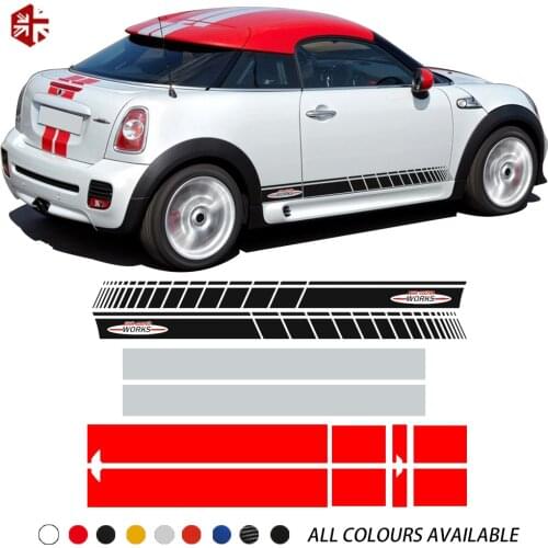 For MINI Coupe R58 Cooper S JCW Accessories Car Hood Bonnet Engine Cover Trunk Rear Body Kit Decal Side Stripes Skirt Sticker