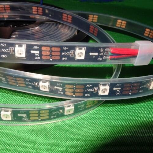 Addressable 5m 30LEDs/m DC5V SK6812 led pixel strip;waterproof in silicon tube;IP66,with 30pixels/M;BLACK PCB