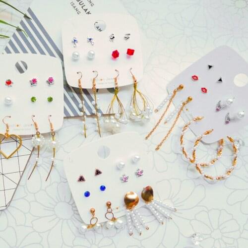 Elegant Handmade Pearl Flower Drop Earrings 2021 New Arrival Crystal Geometric Butterfly Jewelry Womens Trend Earrings Korean