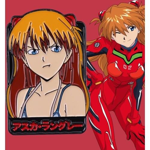 The Second Child EvangelionS Unit 02 Asuka Langley Soryu Enamel Pin Anime Girl Brooch