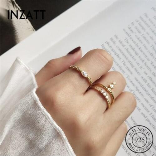 INZATT Real 925 Sterling Silver Bohemia Unique Style Zircon Openwork Ring Fine Jewelry For Fashion Women Party Punk Accessories