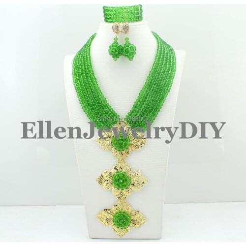 African Beads Jewelry Set nigerian wedding bridal Crystal Beads Necklace Set African style Statement necklace jewelry set W8215