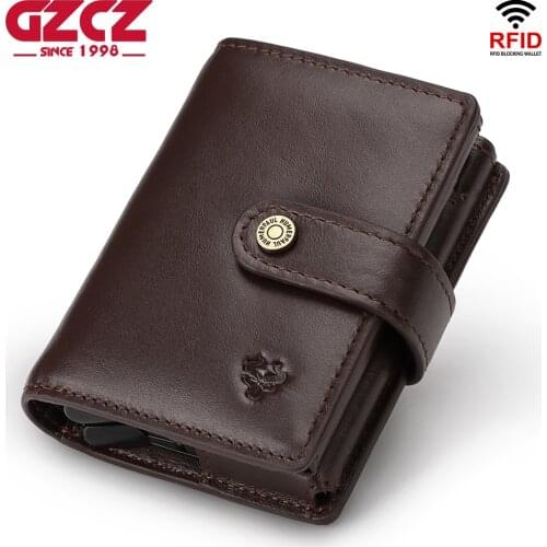 Credit Card Holder Wallet Anti-magnetic Short Leather RFID Blocking Minimal Security Vallet Coin Purse Business Card Case