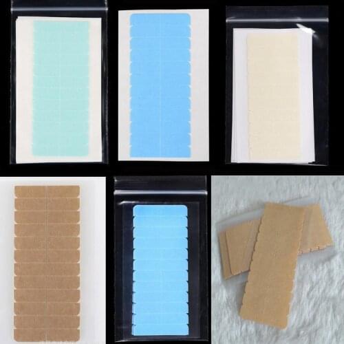 Hair Extension Tape Adhesive Precut Blue White for Tape Hair Extension Replacement Waterproof Tape for Wigs 5 sheets(60Tabs)
