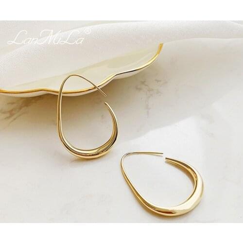 LanMiLa Fashion 2021 Threader Oval Earrings Women Jewelry