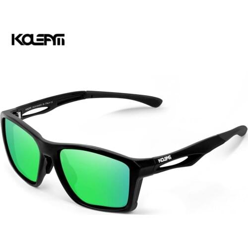 KDEAM LUXURY Flexible TR90 Frame Mirrored Green Sunglasses Polarized Men outdoor Eyewear Women Sport 100%UV With Case KD626-C5