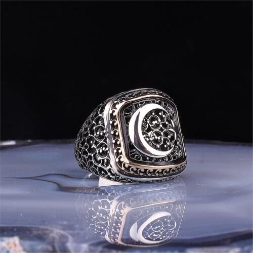 The moon the stars Pattern 925 Sterling 925 K Silver Men 'S Ring