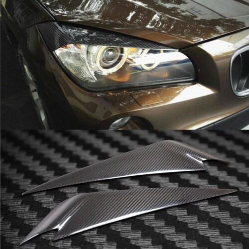 Carbon Fiber Headlight Cover Eyebrows Eyelid Trim Sticker For BMW X1 E84