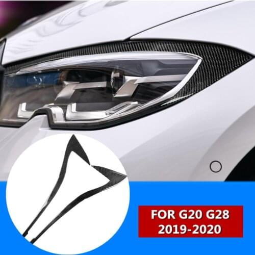 2pcs Headlights Eyebrow Eyelids Carbon Fiber Trim Cover Stickers M Performance Decor For BMW G20 G28 2019-2020 Car accessories
