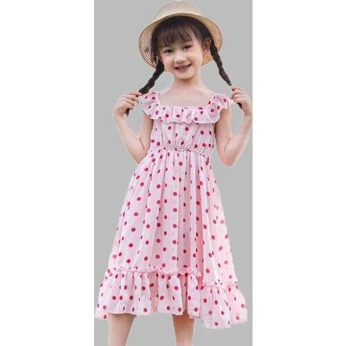 New Girls Dress Polka Dot Pleated Dress For Girls Ruffle Patchwork Sundress For Girls Cute Summer Clothes For Girls 6 8 10 12 14