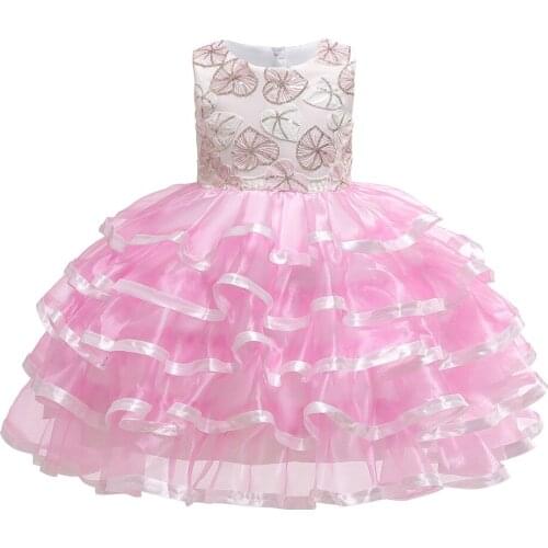 New Arrival Flower Girls Dress Kids Layered Tulle Party Wedding Dress Formal Girls Graduation Dress