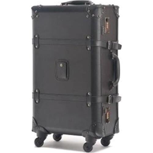 New Baggage Women PU Vintage Luggage Travel Suitcase Bags Universal Wheels rivet Trolley Bag 22" 24" Rolling handbag Suitcase