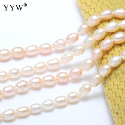 Wholesale pearls rice freshwater pearl beads natural pink grade a 5-6mm 0.8mm 15 inch for jewelry making diy necklace bracelet
