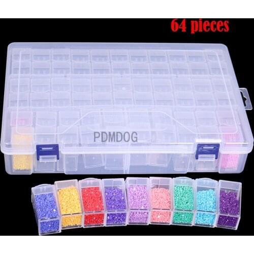 64 Slots Bottles Diamond Painting Storage Box Plastic Nail Art Organizer Rhinestone Beads Case Holder Container Accessories Kits