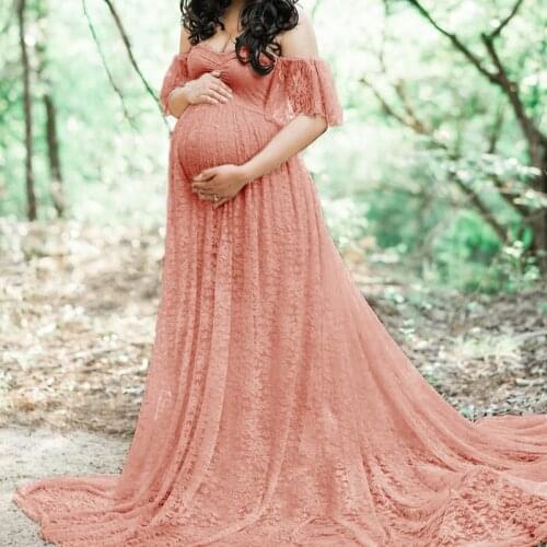 Trailing Dress Maternity Photography Props Pregnancy Dress Photography Clothes For Photo Shoot Pregnant Dress Lace Maxi Gown