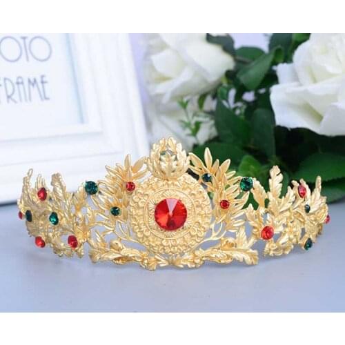 Baroque Crown Gold Color Metal Rhinestone Tiaras Headbands for Royal Princess Pageant diadema Women Girls Hairbands Hair Jewelry
