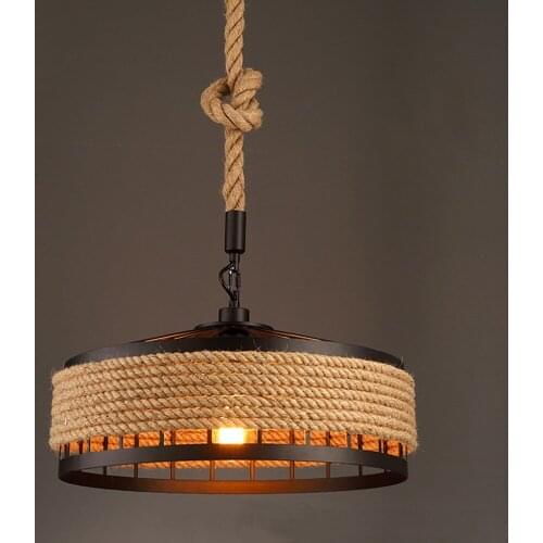 Loft pendant lamp rope hemp chandelier retaurant living room bedroom bar pub cafe light corridor office study lamp lw530334py