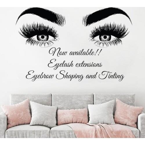 Eyelashes Custom Quotes phrases wall sticker decoracion hogar moderno Lash Eyebrows Lashes Decal women Beauty Salon Decal HY29