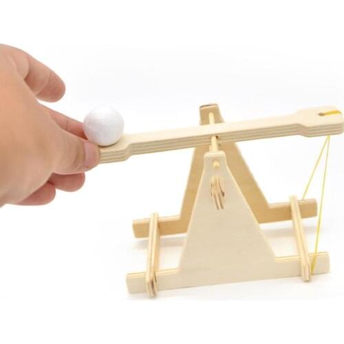 DIY Stone Thrower Model Wooden Assembled Creative Educational Kits Kids Physical Science Experiment Toy Boys Catapult Mangonel