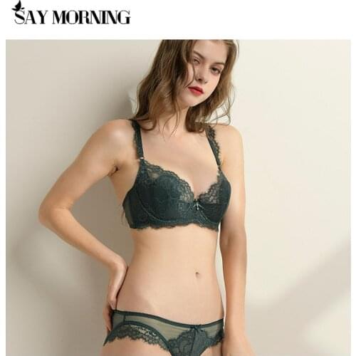 SAY MORNING Women Sexy Lingerie Sets Push Up Bras Lace Cotton Panties Underwire Padded Bra Sets Plus Size