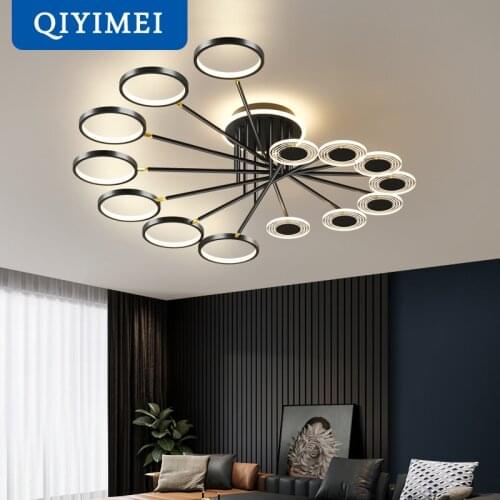 Modern LED Chandelier Lamp For Bedroom Living Room Lamp Indoor Lighting Dimmable Dropshipping Black Gold Painted Acrylic Frame