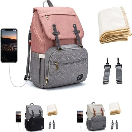 LEQUEEN Mummy bag USB Diaper Bag Baby Care Large Capacity Backpack for Mom Mummy Maternity Wet Bag Waterproof Baby Pregnant Bag