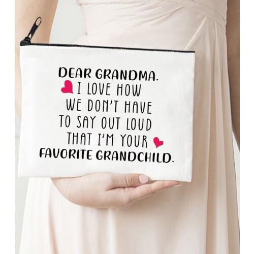 Personalized Pouch Dear Grandma Makeup Bags Canvas Storage Bag Love Mom Cosmetic Bags Proposal Gift Day of Mother