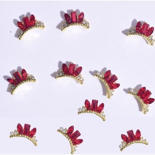 100PCS Nail Rhinestone Charms 3D Jewelry An Crown Shaped Nail Art Decoration Deluxe Metal Alloy Jewelry Glitter Rhinestones