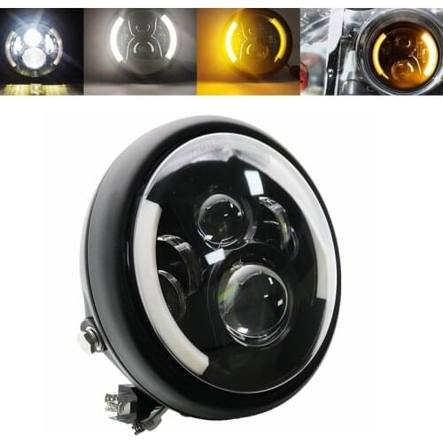 Universal 7" 12v Motorcycle Round Headlight Head Lamp with Turn Signal light For Cafe Racer Bobber Honda Yamaha Kawasaki