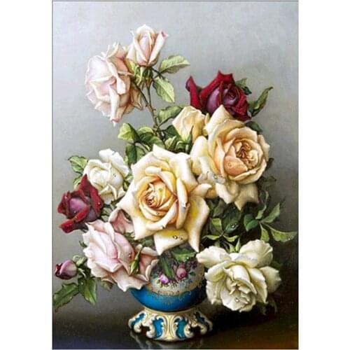 Flower Vase DIY Cross Stitch Embroidery 11CT Kits Needlework Craft Set Printed Canvas Cotton Thread Home Decoration New Sale