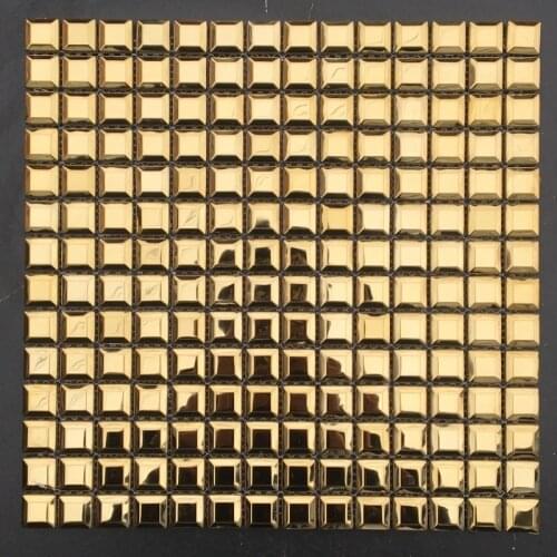 3D Cap Polised Mirror Gold Metal mosaic tiles, Kitchen Bathroom Shower Showroom Fireplace Wall Floor Home Decorate