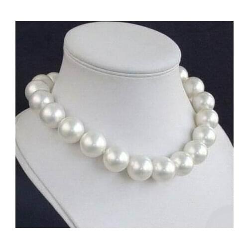 New 14MM WHITE SEA SHELL PEARL NECKLACE Women Girls Gifts Beads Round Stone Ornaments Beads Fashion Jewelry Making Design