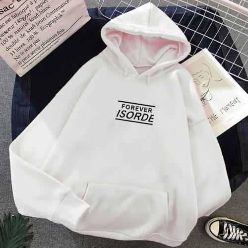 Forever Isored English Letter Print Oversized Hoodie Punk Womens Sweatshirt Harajuku Kpop Streetwear Warm Simple Hoody Girl