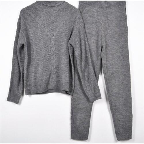 TAOVK womens Knitted tracksuit Y letter Twist Hedging Long sleeve tops and Pants 2 Pieces Set