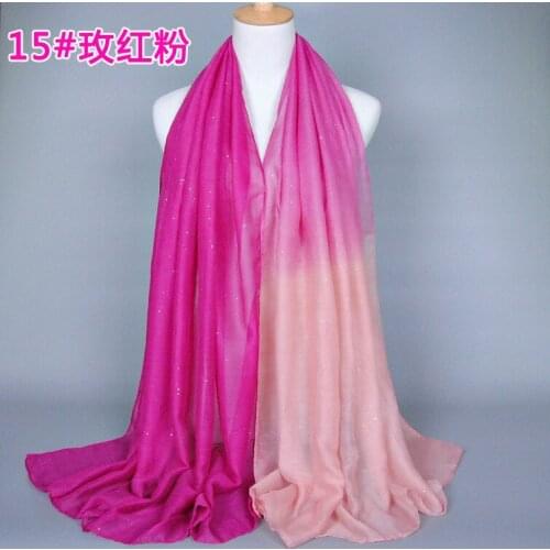 1pc Gradient Color Cotton Scarves Islamic Ladies Turban Long Shawl Glitter Headscarf Shimmer Muslim Hijabs Thin Gauzy 180x90cm