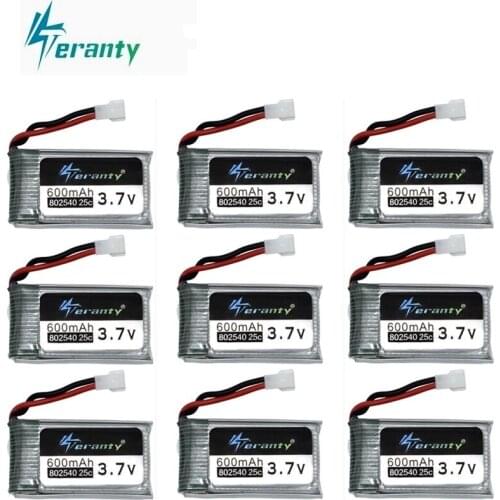 10pcs 3.7V 600mAh Lipo Battery For X5C X5SW X5SC X55 RC Drone Quadcopter Helicopter Spare Parts for X5C Drone Battery
