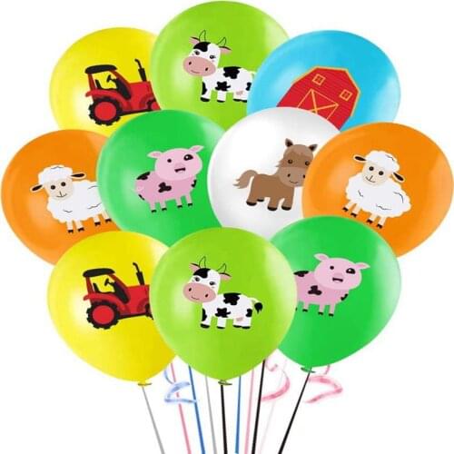 12Pcs Farm Animal Balloons 12inch Cattle Sheep horseLatex Balloons for Kids Baby Shower Birthday Party Supplies Decorations