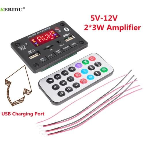 2*3W Amplifier 5V 12V MP3 Decoder Board Recording Audio Module USB TF FM Radio Bluetooth Wireless MP3 Player with charging port