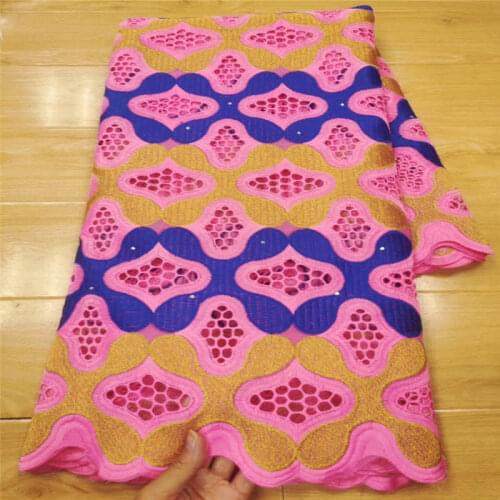 2020 high quality african swiss voile lace fabric 100% cotton embroidery net laces punch fabric 5 yards/Set for dress!13F7837
