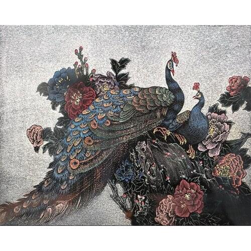 Beibehang Custom wallpaper mural peacock Peony watercolor sand painting style new Chinese style TV background walls 3d wallpaper