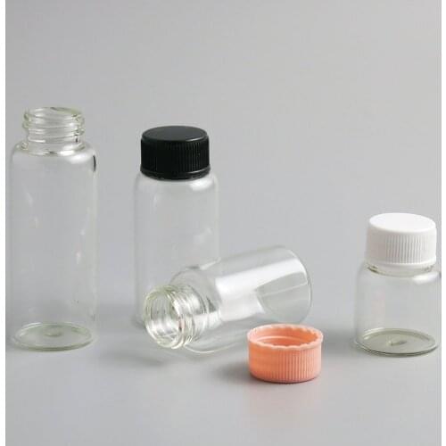 8ml 15ml 20ml 30ml Refillable Empty Transparent Glass Bottles Vials With Plastic Cap For Essential Oil Using 360pcs