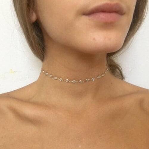 Simple Elegant Clear Acrylic Crystal Beads Chains Choker Necklace Women Fashion Geometric Neck Chocker Necklace Jewelry YN1461