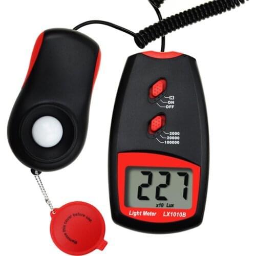 Digital Light Meter Luxmeter 0~100,000 Lux w/ Selectable Range x1 x10 x100 Illuminance Tester Sensor Illuminometer Lighting