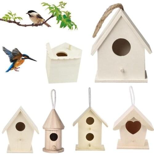 6 Types Bird Wooden House Mini Creative Wall-mounted Hanging Nest Gardening Decoration Birds Wood Home Case Pet Supplies