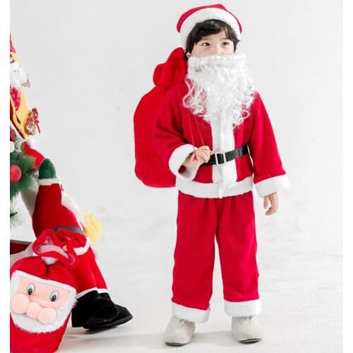 2020 Christmas Boys and Girls New Year Santa Children Holiday Clothing Coat Pants Hat Belt Set