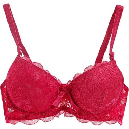 Women Sexy Lace Stitching Adjustable Bra 3/4 Cup Push Up Seamless Gathering Massage Steel Ring Underwear