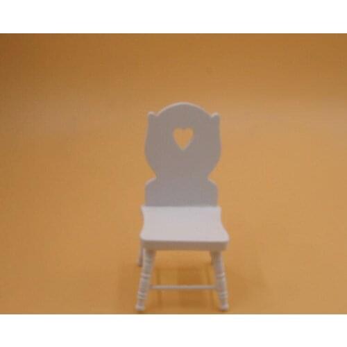 G08-X019 children gift Toy 1:12 Dollhouse mini Furniture Miniature rement Doll accessories wooden white love chair 1pcs