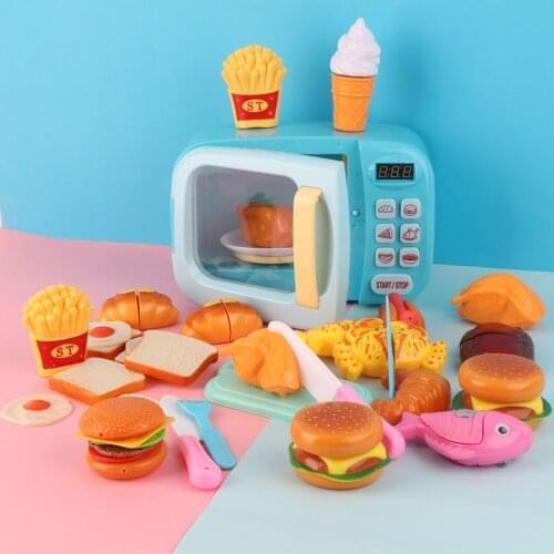 Children Simulation Mini Kitchen Toy microwave oven timing fun childrens play house cooking Educational Toys Girl Boy Gift